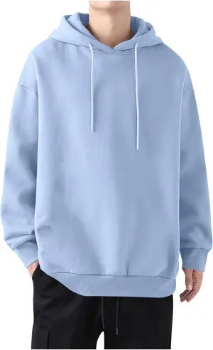 Ymosrh Mens Sports Hoodies Solid Color Long Sleeve Drawstring Casual Workout Pullover Sweatshirt with Hood Pullovers