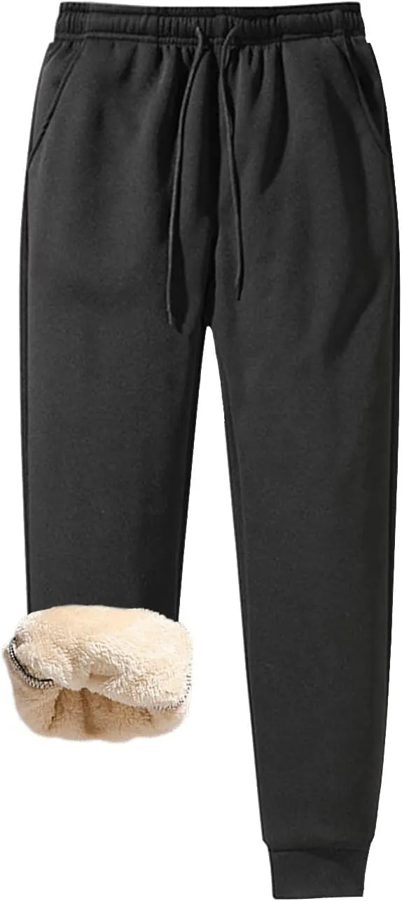 Ymosrh Men's Sweatpants Thermal Fleece Pockets Thickened Lined Casual Sports Trousers Pants Sweatpants, M-5XL