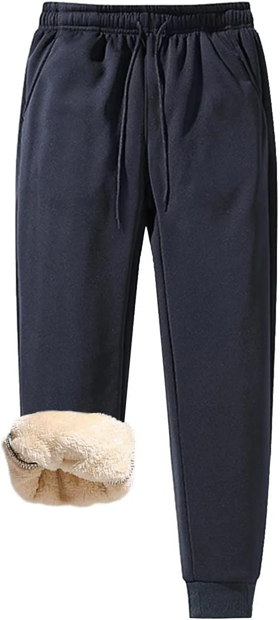 Ymosrh Men's Sweatpants Thermal Fleece Pockets Thickened Lined Casual Sports Trousers Pants Sweatpants, M-5XL