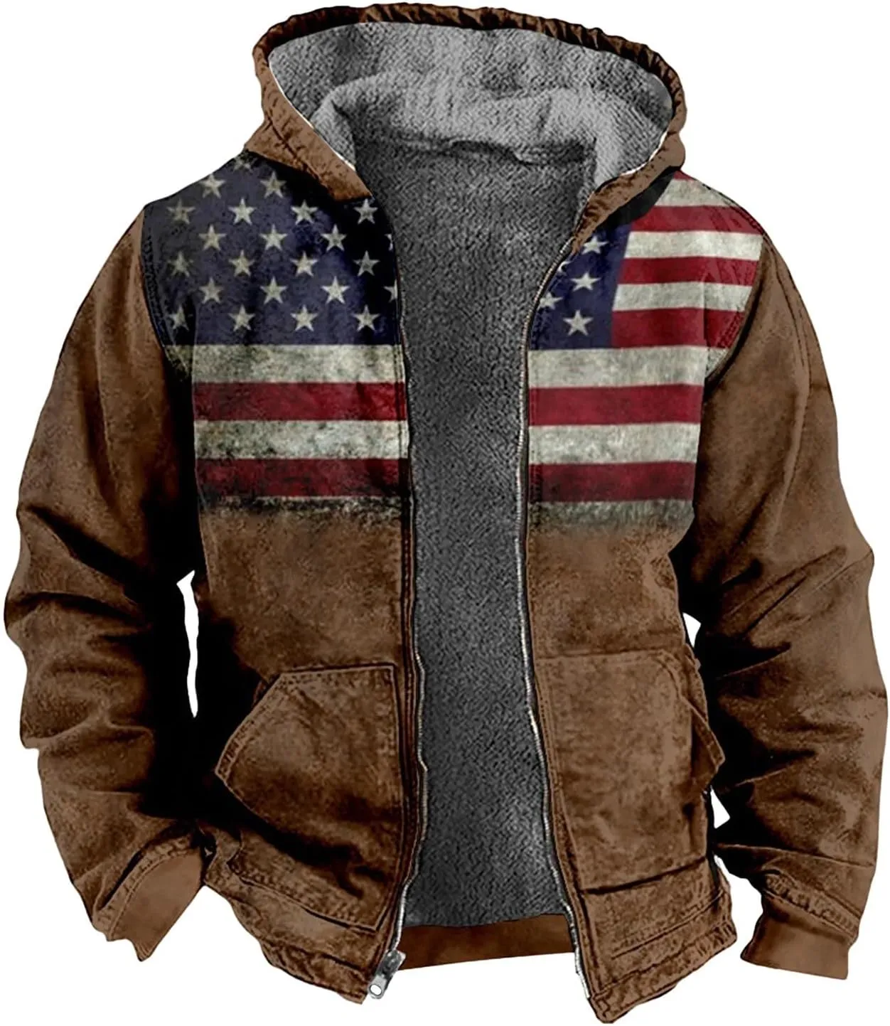 Ymosrh Men's Sweatshirts Fleece Lined Hoodies Casual Drawstring And Zipper Hoodie Slim Fit Sweatshirts Pullover, M-7XL