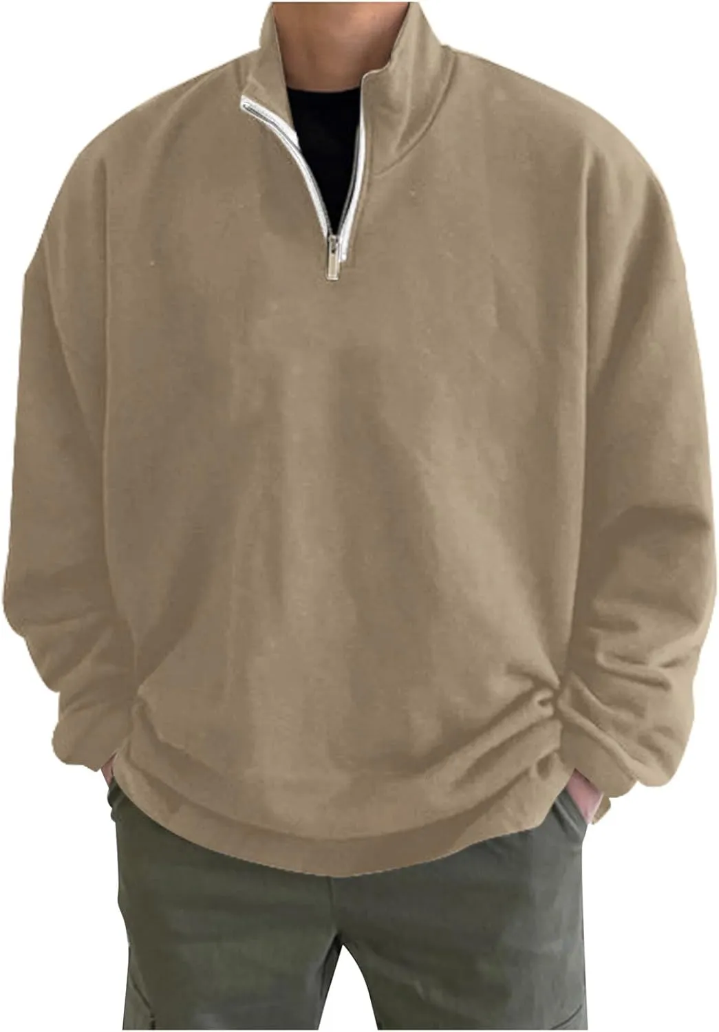 Ymosrh Men's Sweatshirts Solid Hoodies Fashion Long Sleeve Hooded Sweatshirts Pullover Trendy Hoodie with Zipper