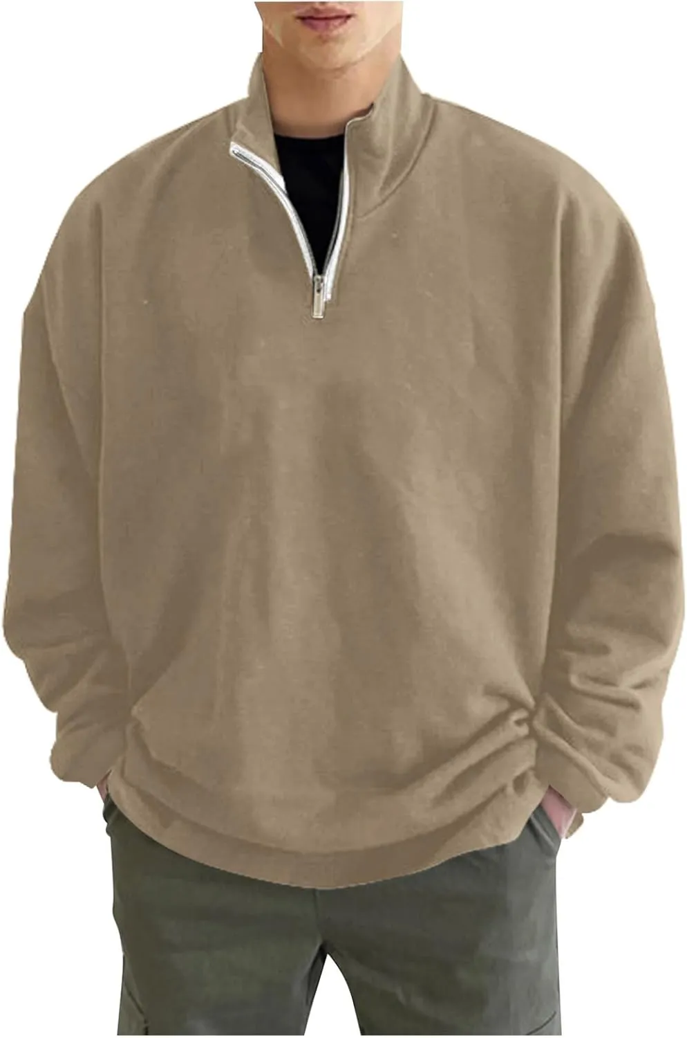 Ymosrh Men's Sweatshirts Solid Hoodies Fashion Long Sleeve Hooded Sweatshirts Pullover Trendy Hoodie with Zipper