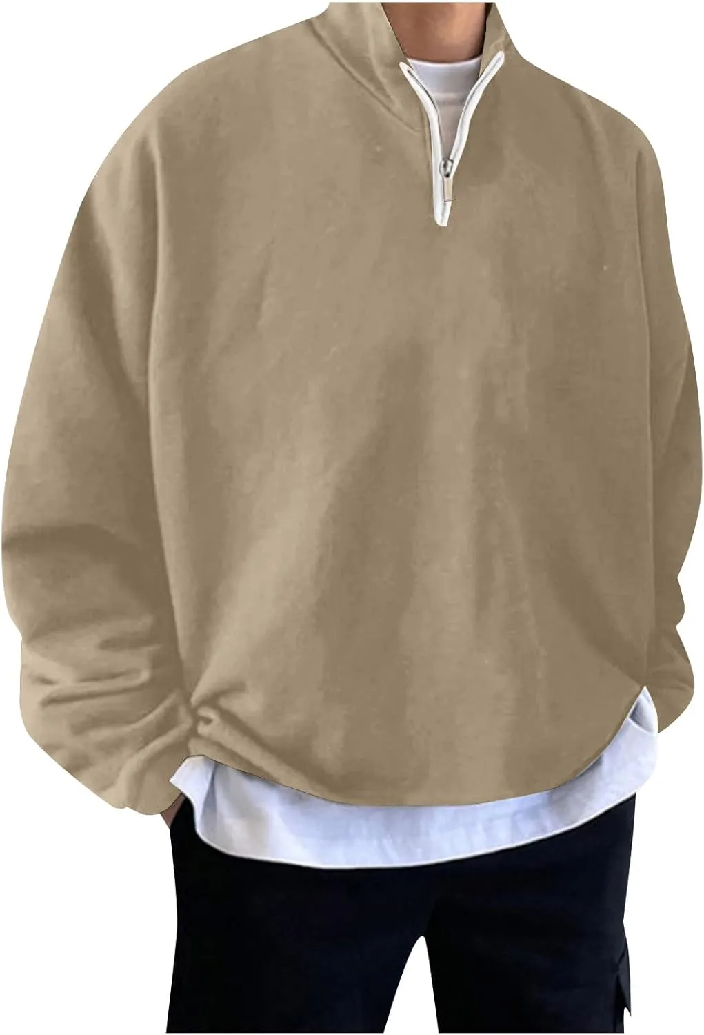 Ymosrh Men's Sweatshirts Solid Hoodies Fashion Long Sleeve Hooded Sweatshirts Pullover Trendy Hoodie with Zipper