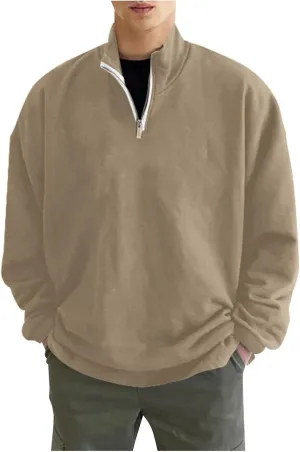 Ymosrh Men's Sweatshirts Solid Hoodies Fashion Long Sleeve Hooded Sweatshirts Pullover Trendy Hoodie with Zipper