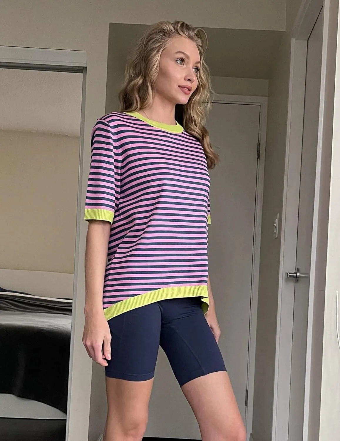 Zeagoo Womens Summer Tops Dressy Casual Short Sleeve Sweaters Crew Neck Lightweight Knit Tops Loose Blouse Basic Shirts