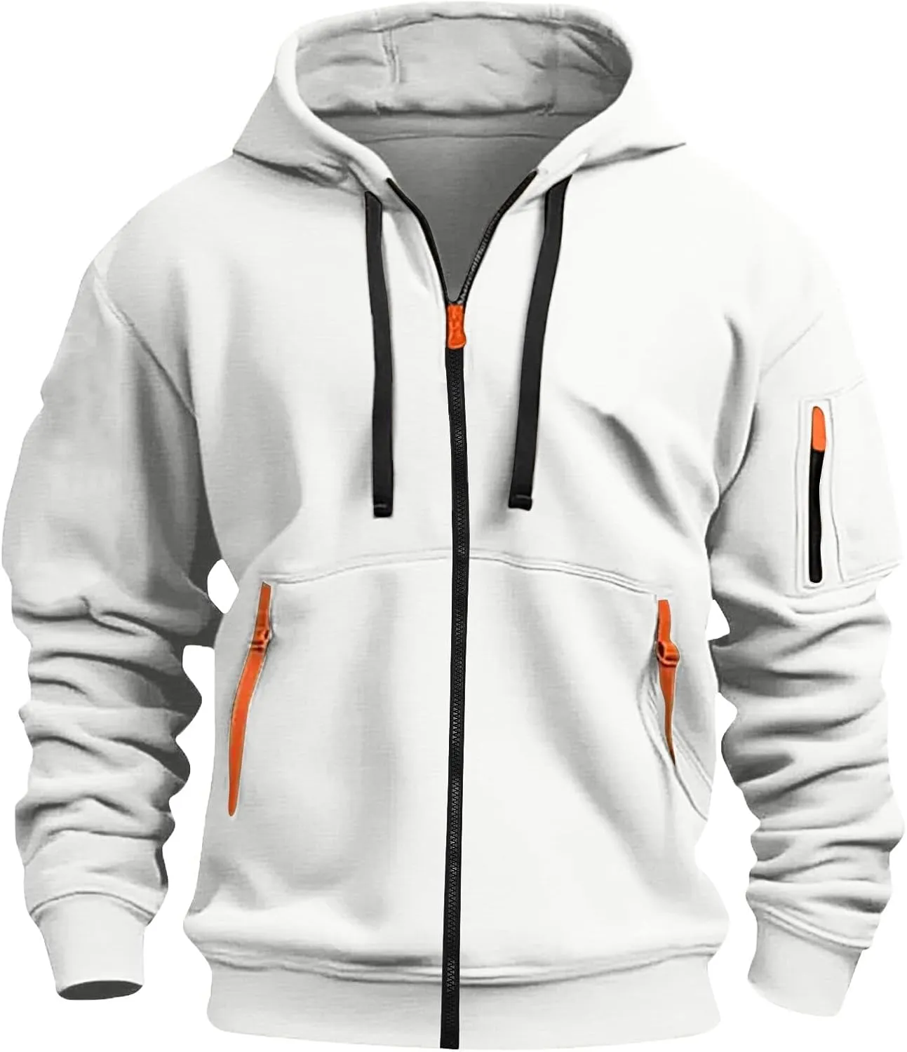 Zip Up Hoodie Men Lightweight Graphic Tactical Hoodies Classic Outdoor Hooded Vintage Drawstring Workout Hoodie