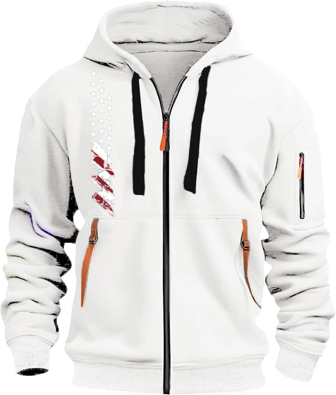 Zip Up Hoodie Men Lightweight Graphic Tactical Hoodies Multi-Pockets Workout Sweatshirts Outdoors Military Hoodie