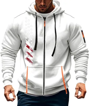 Zip Up Hoodie Men Lightweight Graphic Tactical Hoodies Multi-Pockets Workout Sweatshirts Outdoors Military Hoodie