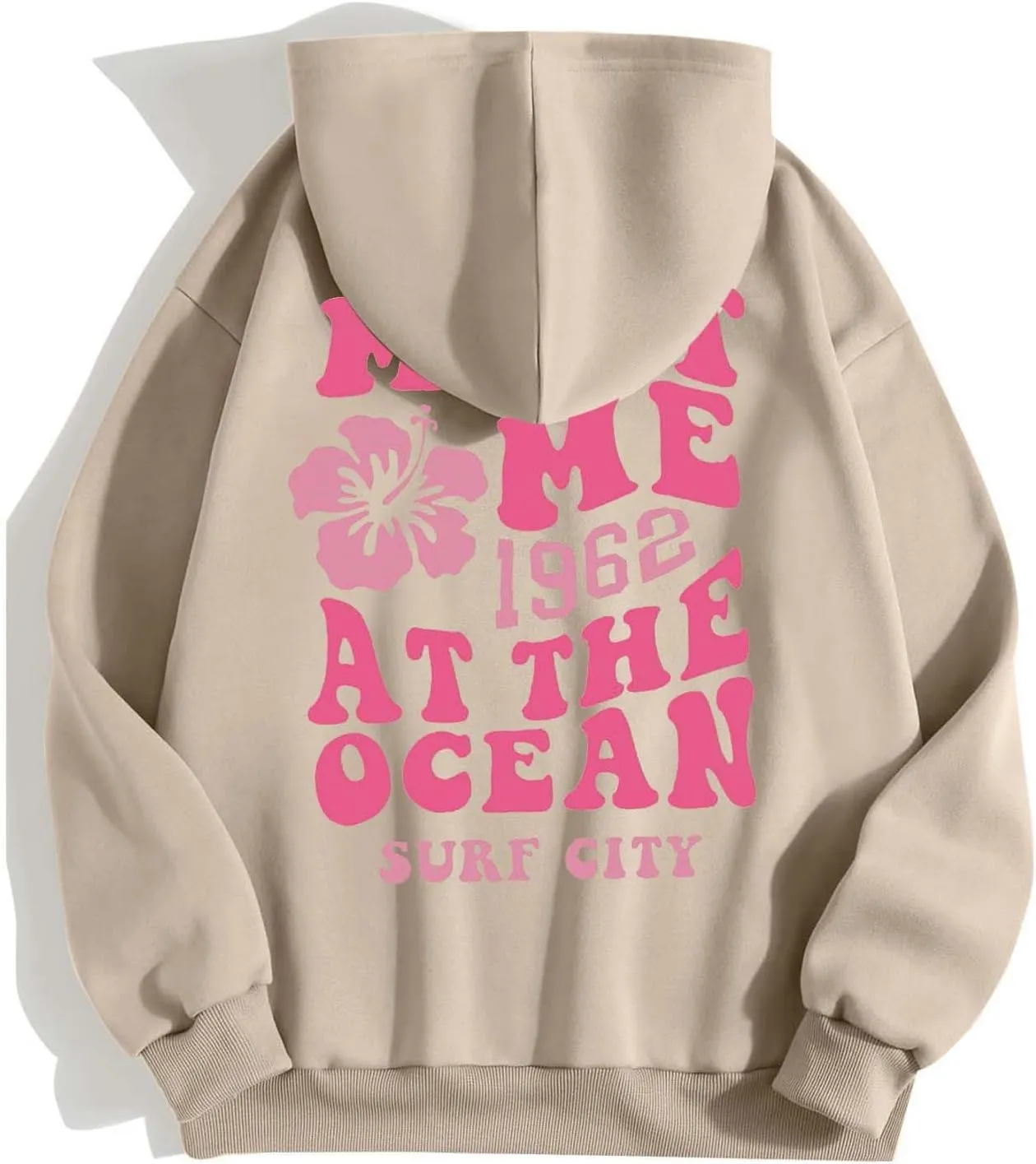 Zip Up Hoodie Women Letter Print Casual Graphic Sweatshirts Drawstring Long Sleeve Cardigan Cute Oversized Tops