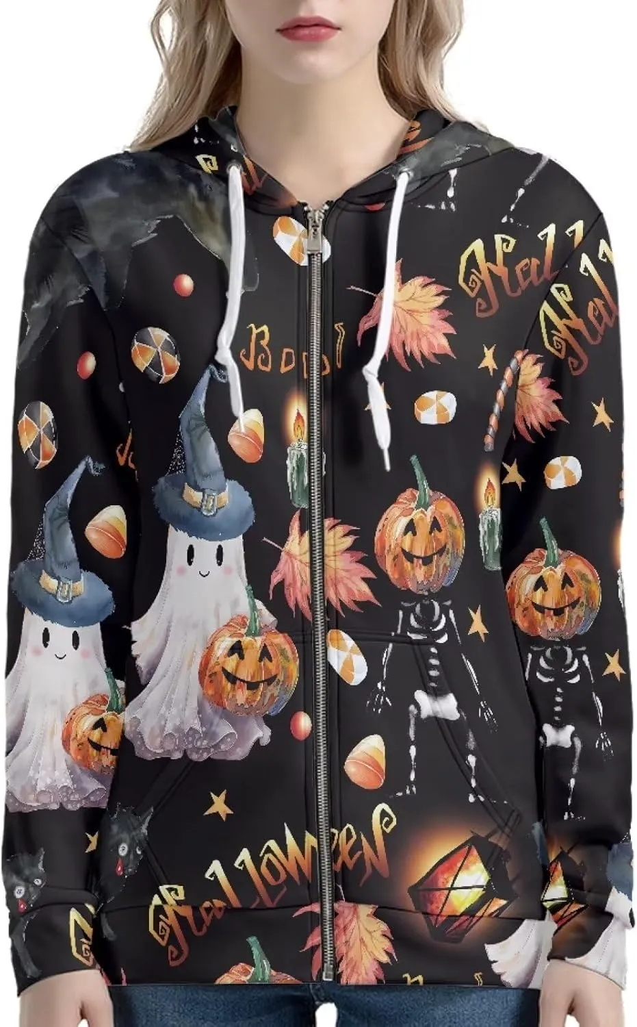 Zip up Trendy Hoodies for Women Novelty Graphic Long Sleeve Hooded with Pocket Sweatshirt Jacket Pullover XS-5XL
