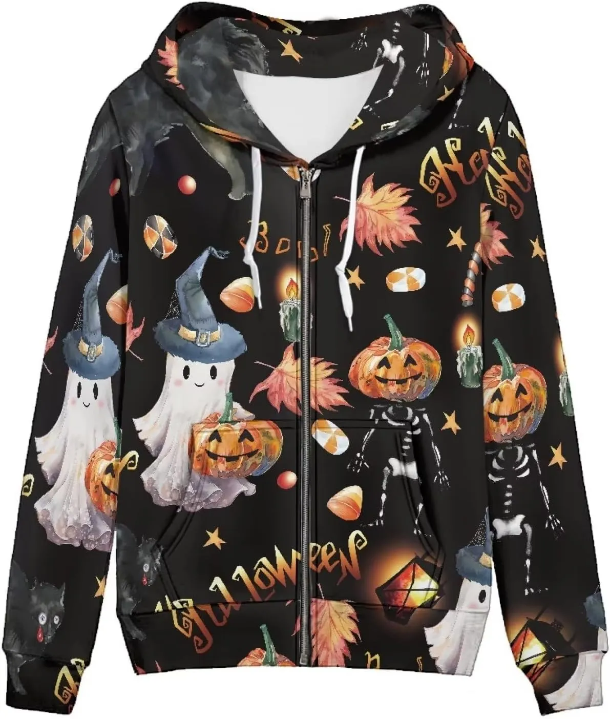 Zip up Trendy Hoodies for Women Novelty Graphic Long Sleeve Hooded with Pocket Sweatshirt Jacket Pullover XS-5XL