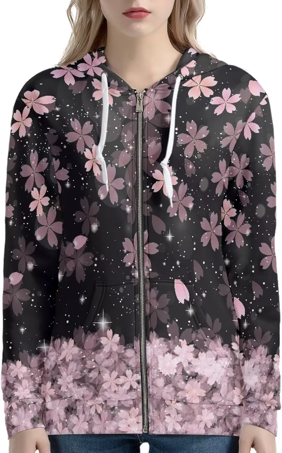 Zip up Trendy Hoodies for Women Novelty Graphic Long Sleeve Hooded with Pocket Sweatshirt Jacket Pullover XS-5XL