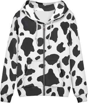 Zip up Trendy Hoodies for Women Novelty Graphic Long Sleeve Hooded with Pocket Sweatshirt Jacket Pullover XS-5XL