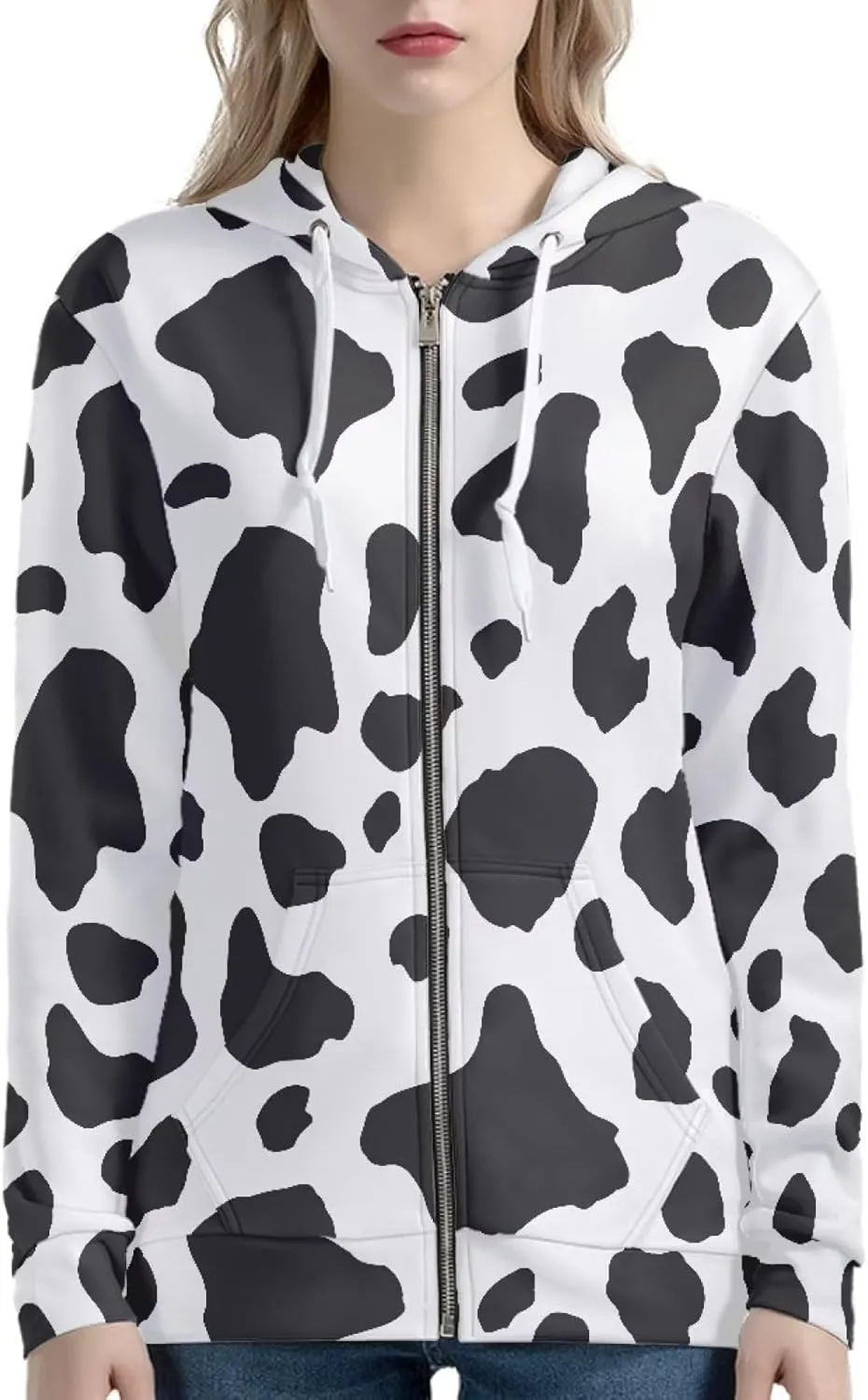 Zip up Trendy Hoodies for Women Novelty Graphic Long Sleeve Hooded with Pocket Sweatshirt Jacket Pullover XS-5XL