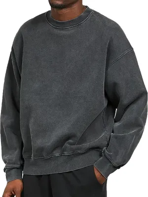 ZYXTIM Men's Casual Crewneck Sweatshirts Long Sleeve Loose Fit Washed Distressed Shirts Fashion Spring Summer Pullover Tops
